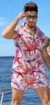Костюм мужской (рубашка+шорты) Морские звёзды красный