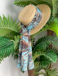 Повязка шарф Листья пальмы голубые