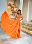 Платье длинное Амазонка креп оранжевое